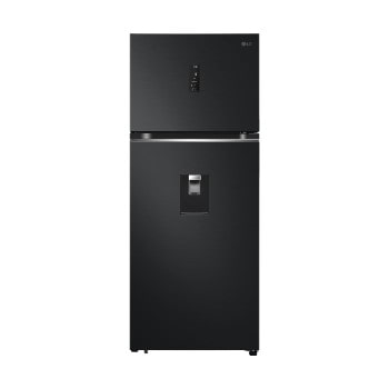 Vista frontal de Nevera LG Congelador Superior 394L Negro Mate DoorCooling  VT40SPM